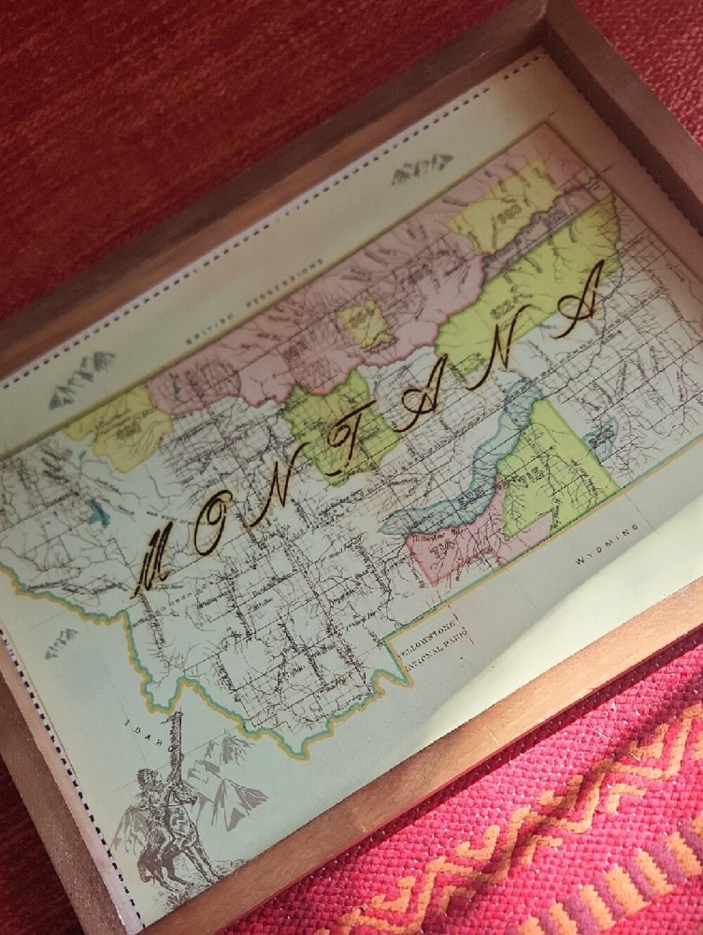 Framed Vintage Wyoming Map Wall Art - Multicolor - Picture 6 of 8